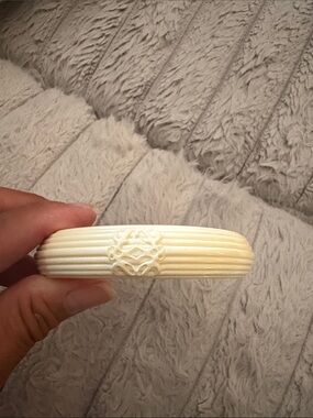 Loewe Ivory Ribbed Resin Bangle with Decorative Medallion